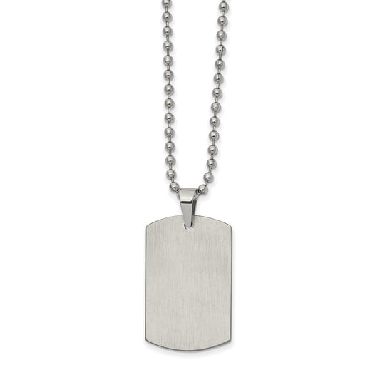 Stainless Steel Brushed and Polished Reversible Dog Tag 22in Necklace