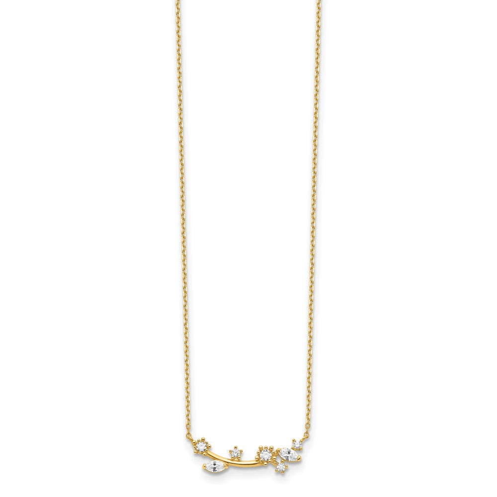 14K Flower with Crystal & CZ with 2IN EXT Necklace