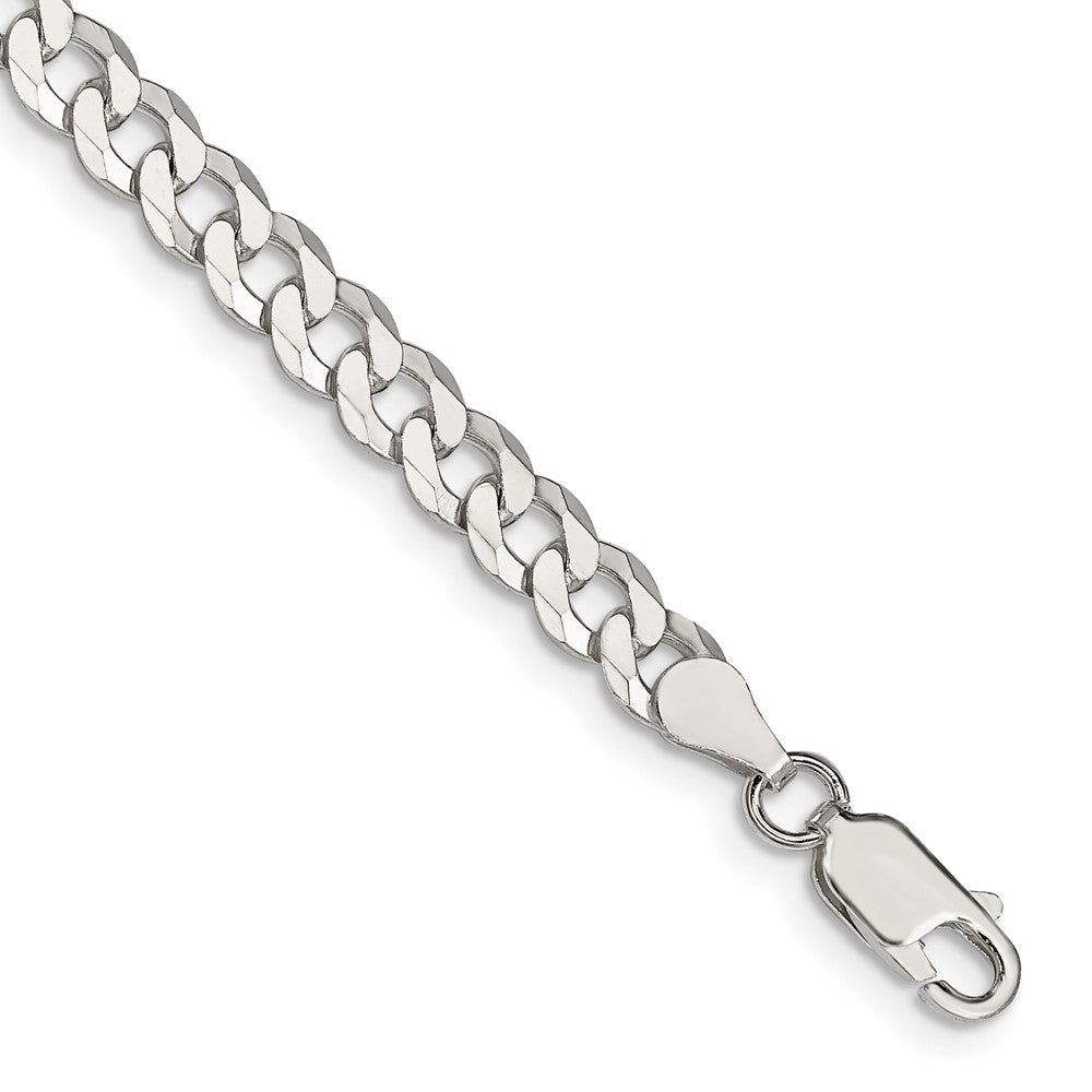 Sterling Silver 5mm Beveled Curb Chain 7 inches