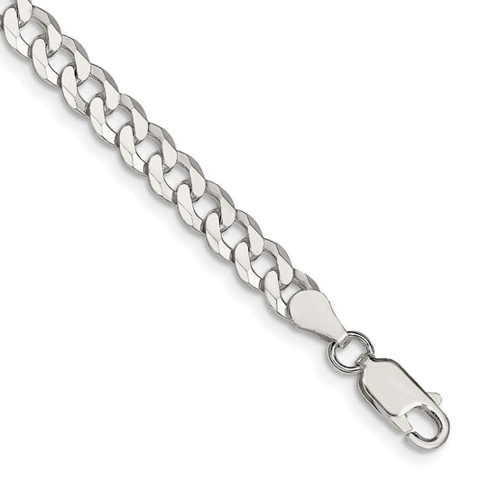 Sterling Silver 5mm Beveled Curb Chain 7 inches