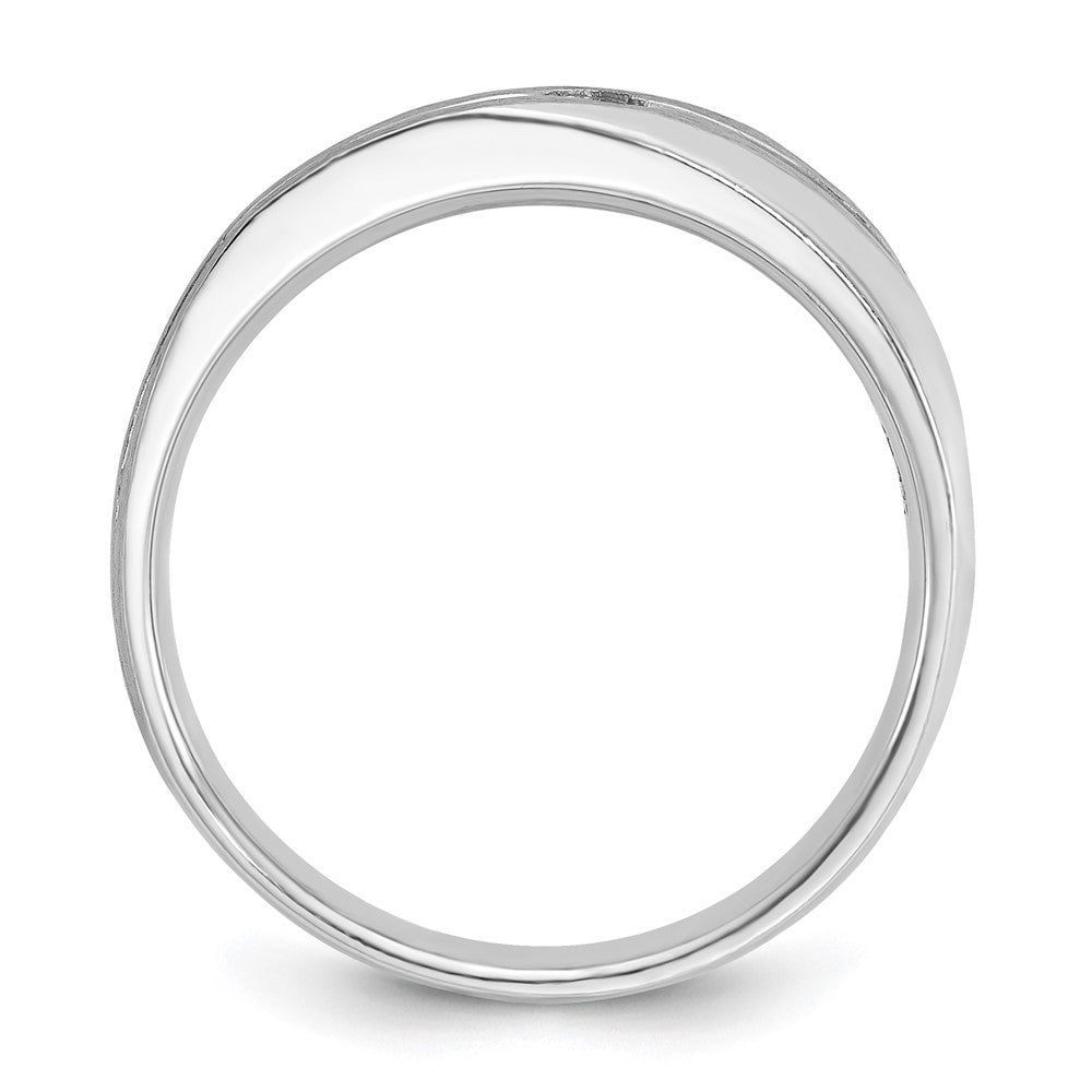 14k White Gold IBGoodman Men's Polished and Satin 1/10 carat Diamond Complete Ring