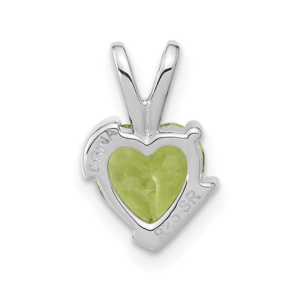 Sterling Silver Peridot and Diamond Heart Chain Slide