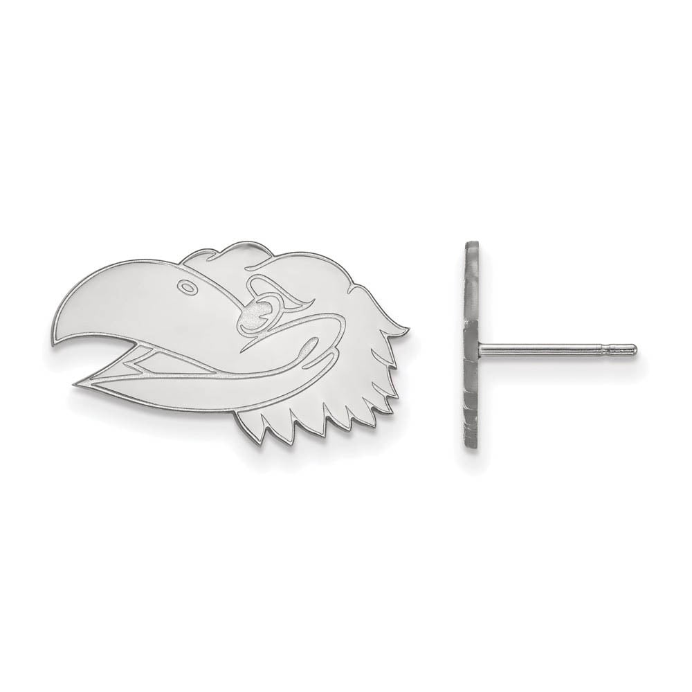 Sterling Silver Rhodium-plated LogoArt University of Kansas Jayhawk Small Post Earrings QSS046UKS