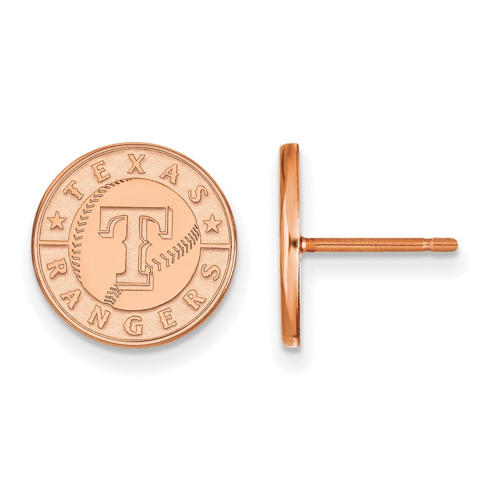 SS Rose Gold-plated MLB LogoArt Texas Rangers Small Disc Earring
