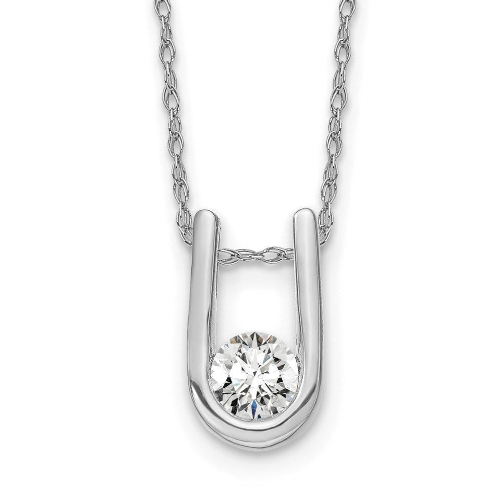 14k White Gold 1/3 carat Lab Grown Diamond VS/SI+ G+ 18 inch U-Shape Pendant Necklace