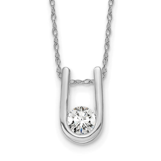 14k White Gold 1/3 carat Lab Grown Diamond VS/SI+ G+ 18 inch U-Shape Pendant Necklace