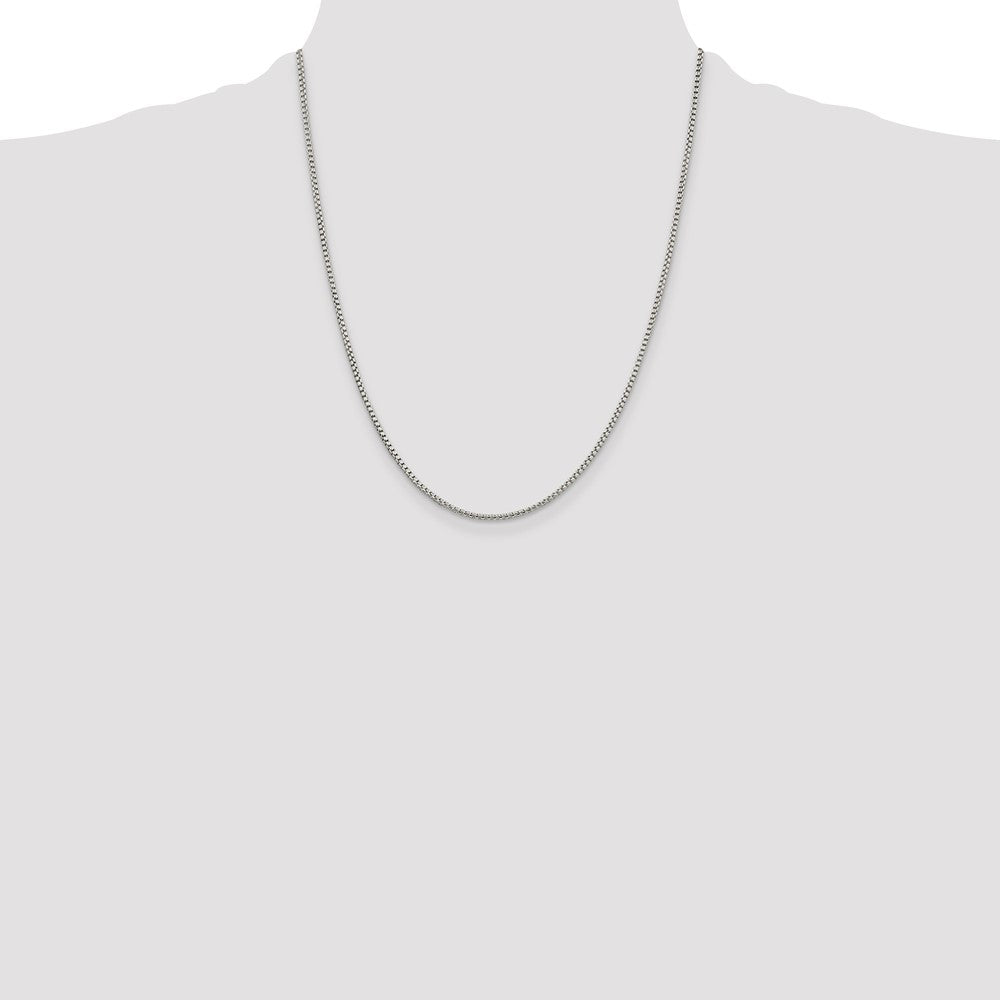 Sterling Silver 1.75mm Round Box Chain 22 Inches