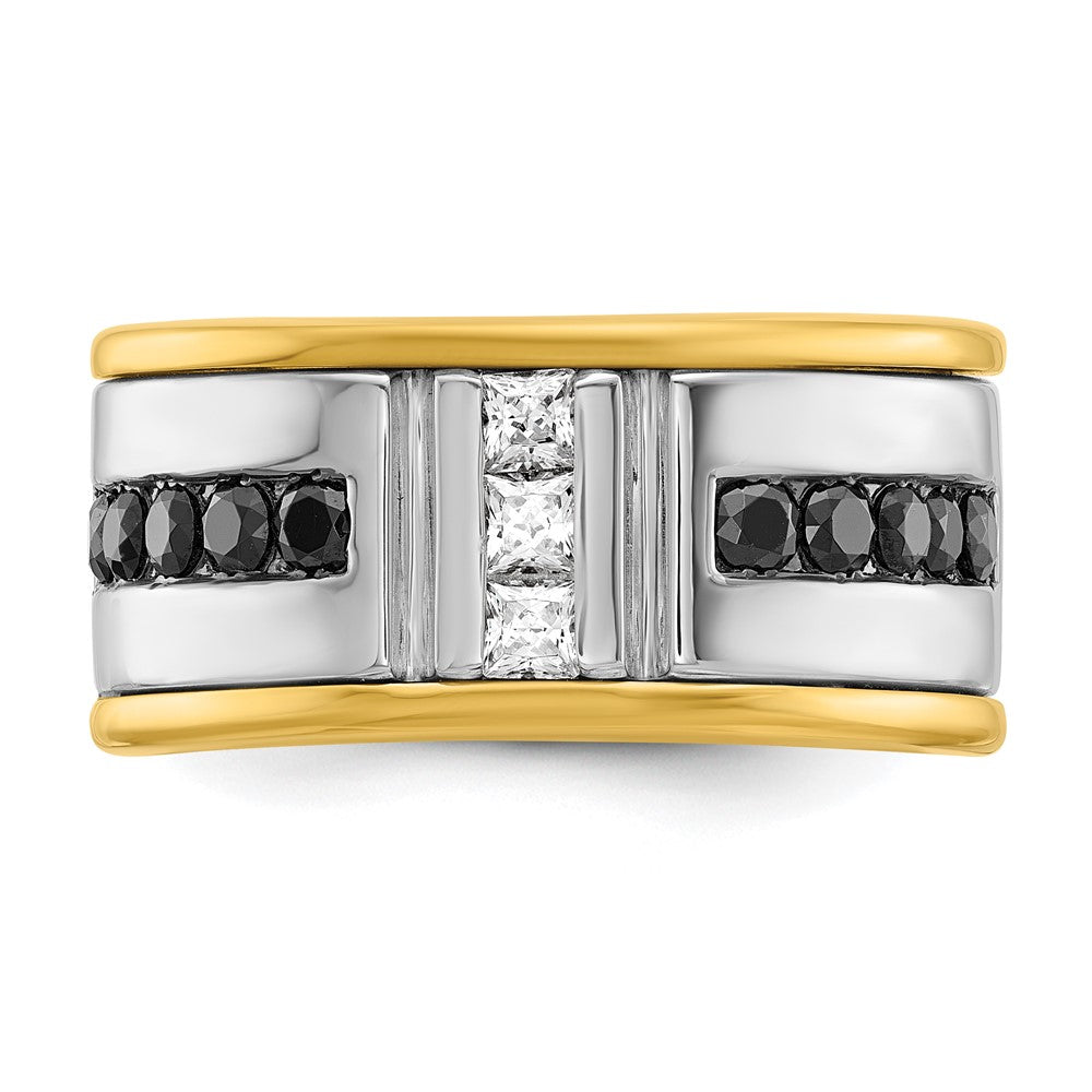 SS/GP IBGoodman Men's Black and White CZ Ring