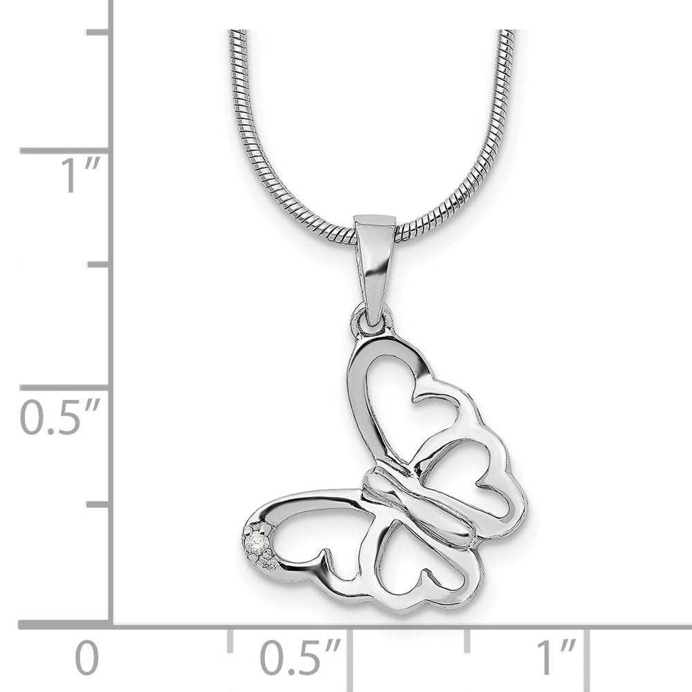 White Ice Sterling Silver Rhodium-plated 18 Inch Diamond Butterfly Necklace  with 2 Inch Extender 18 Inches