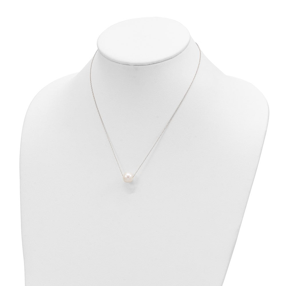 10k White Gold 10-11mm White Round Freshwater Cultured Pearl 17 inch Rope Necklace