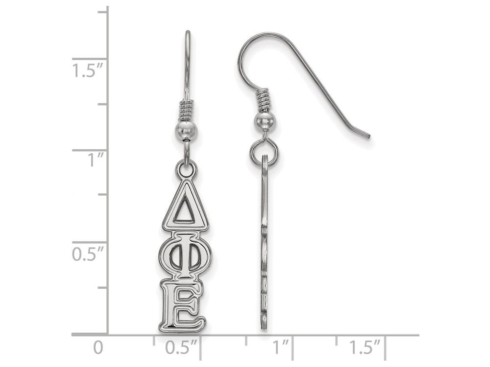 Sterling Silver Official Licensed Greek Sororities Delta Phi Epsilon (???) Dangle Medium Earrings