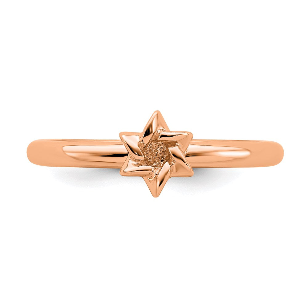 Sterling Silver Stackable Expressions Pink-plated Star of David Ring