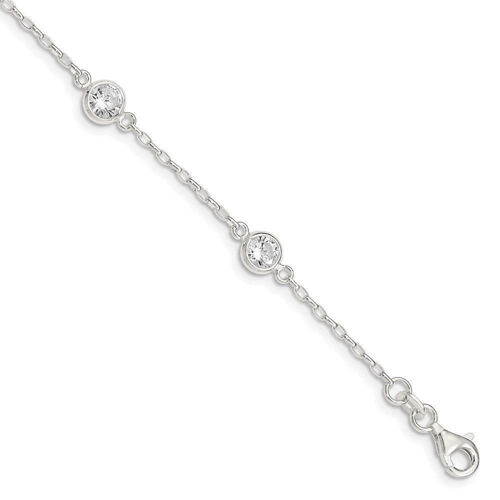 Sterling Silver Polished CZ Bracelet 7.5 inches