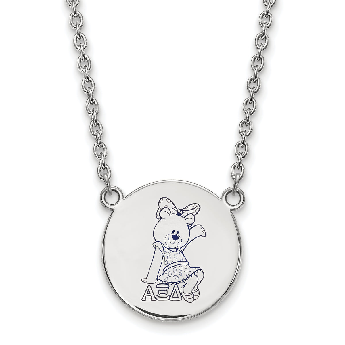 Sterling Silver 18in Official Licensed Greek Sororities Alpha Xi Delta (???) Small Enamel Pendant w/Necklace