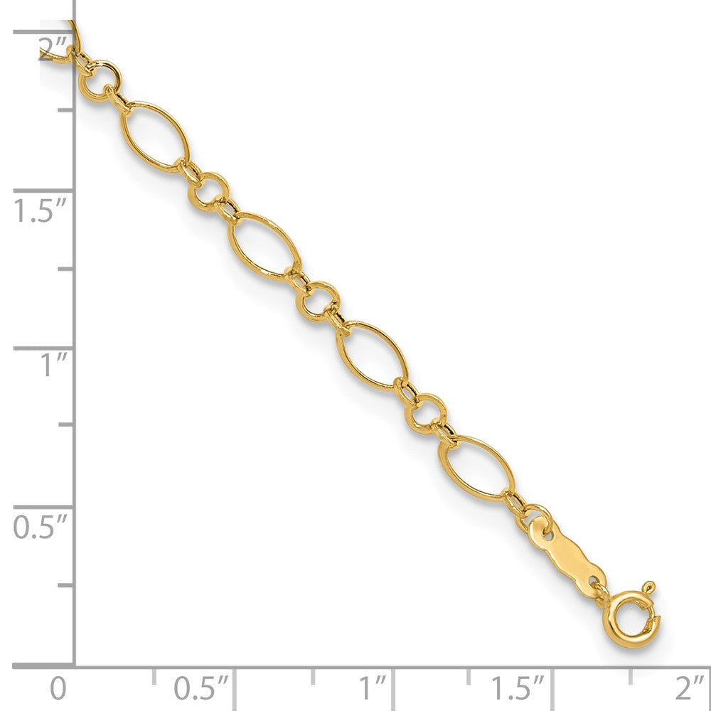 14k Fancy Link 9in with 1in ext Anklet 10 inches