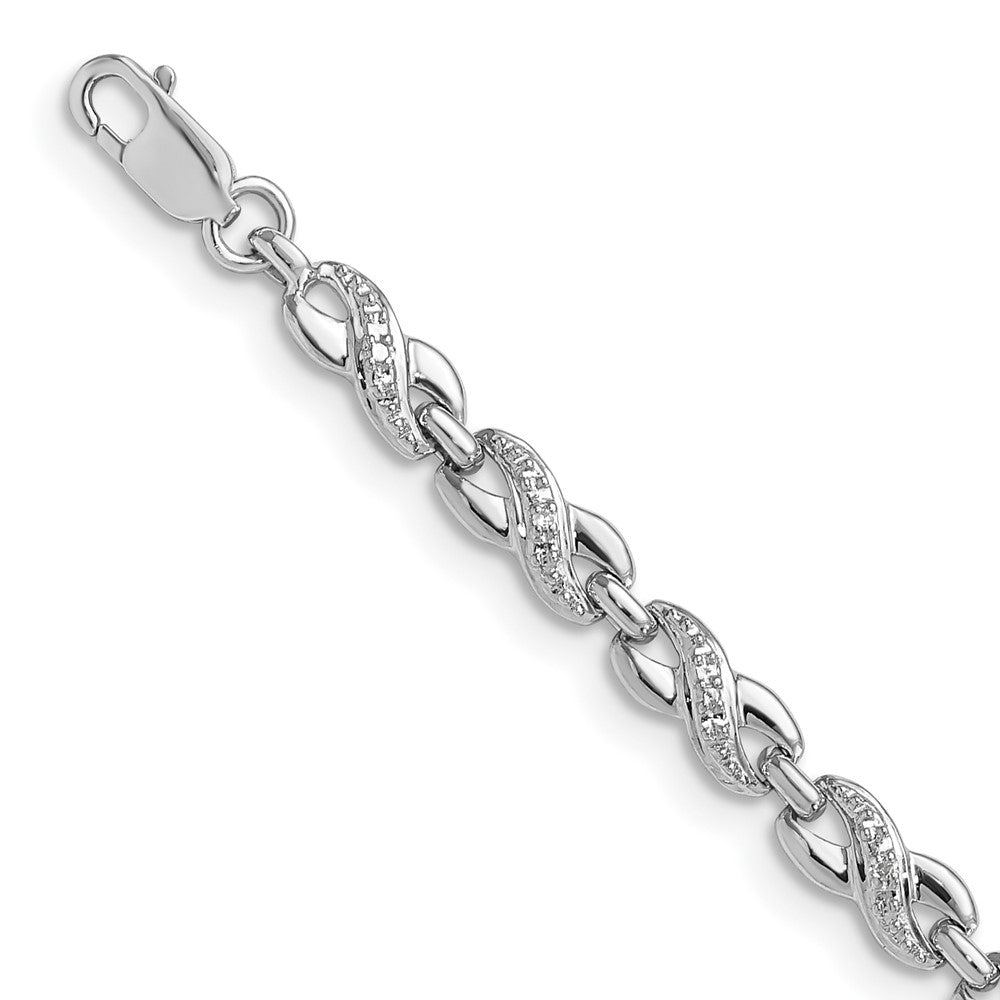 Sterling Silver Rhodium-plated Diam. Bracelet 7 inches