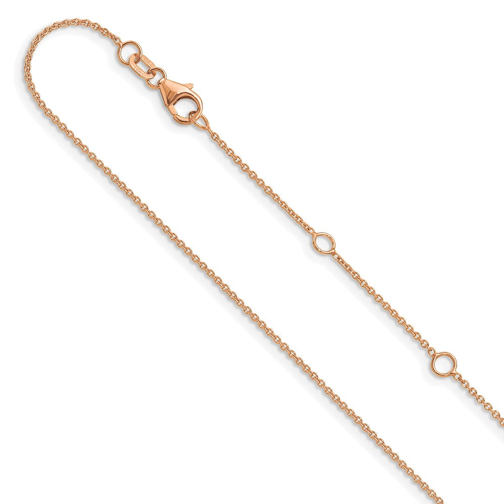 14k Rose Gold 1.25mm Round Cable 1in+1in Adjustable Chain