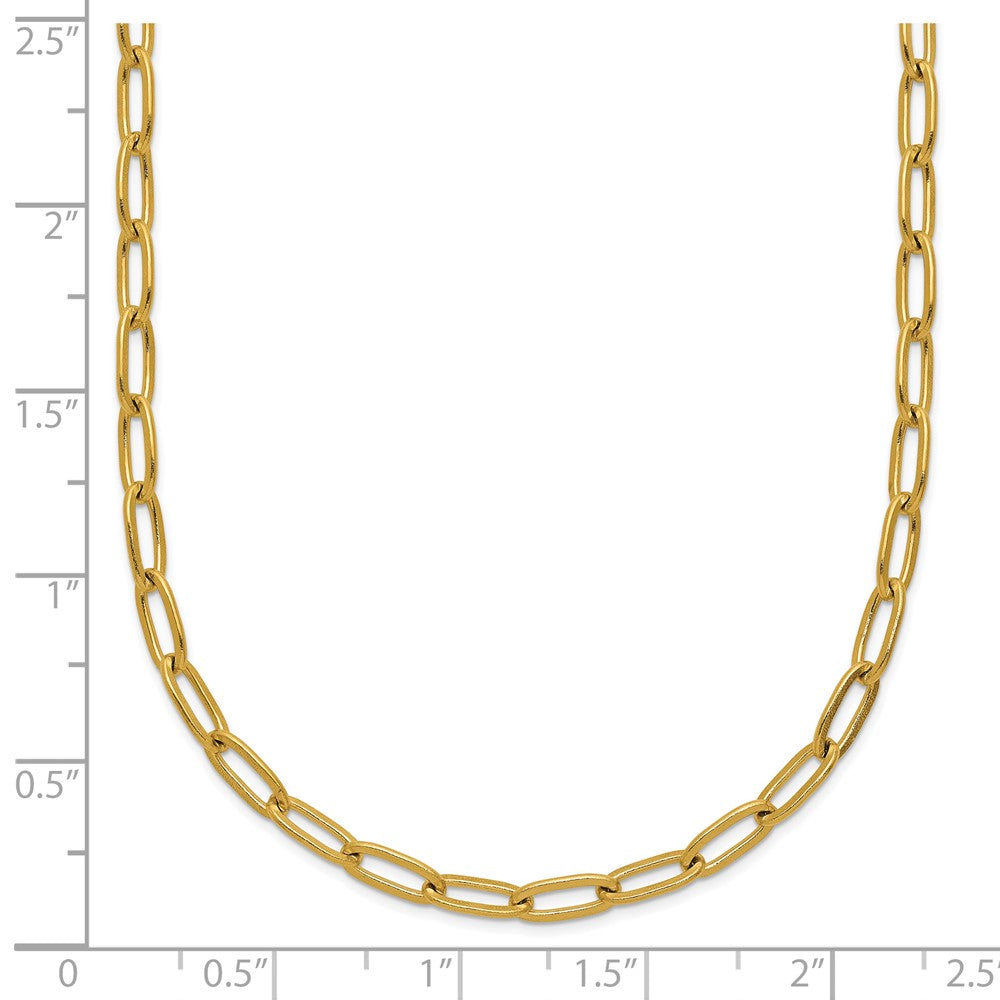 Stainless Steel Polished Yellow IP Paperclip Link 15in w/2in ext Necklace
