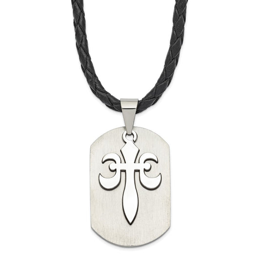 Stainless Steel Fleur de Lis Cut-out Dog Tag Necklace