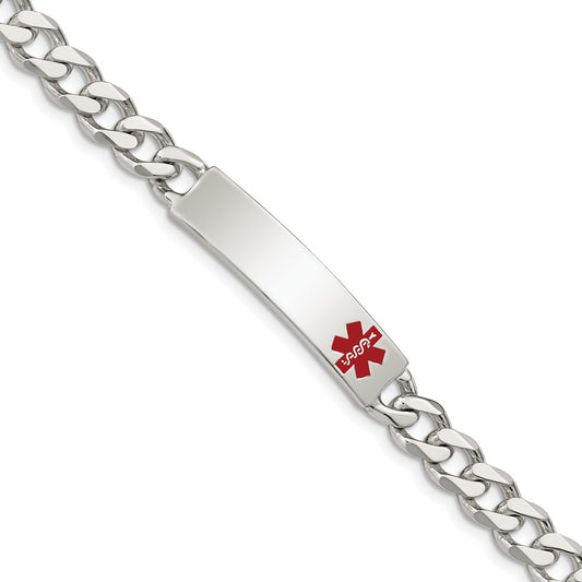 Sterling Silver Polished Medical Curb Link ID Bracelet 8.5 inches