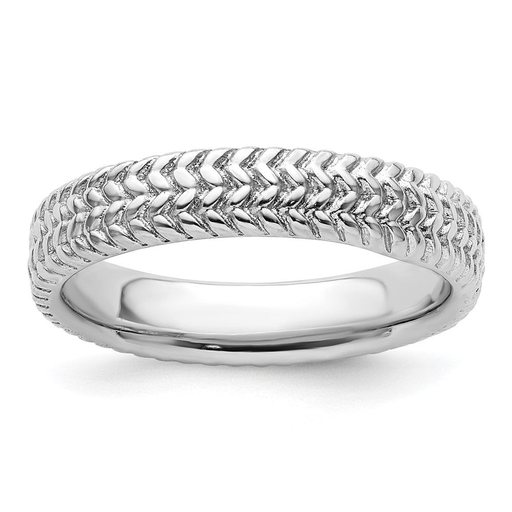 Sterling Silver Stackable Expressions Rhodium Ring Size -8