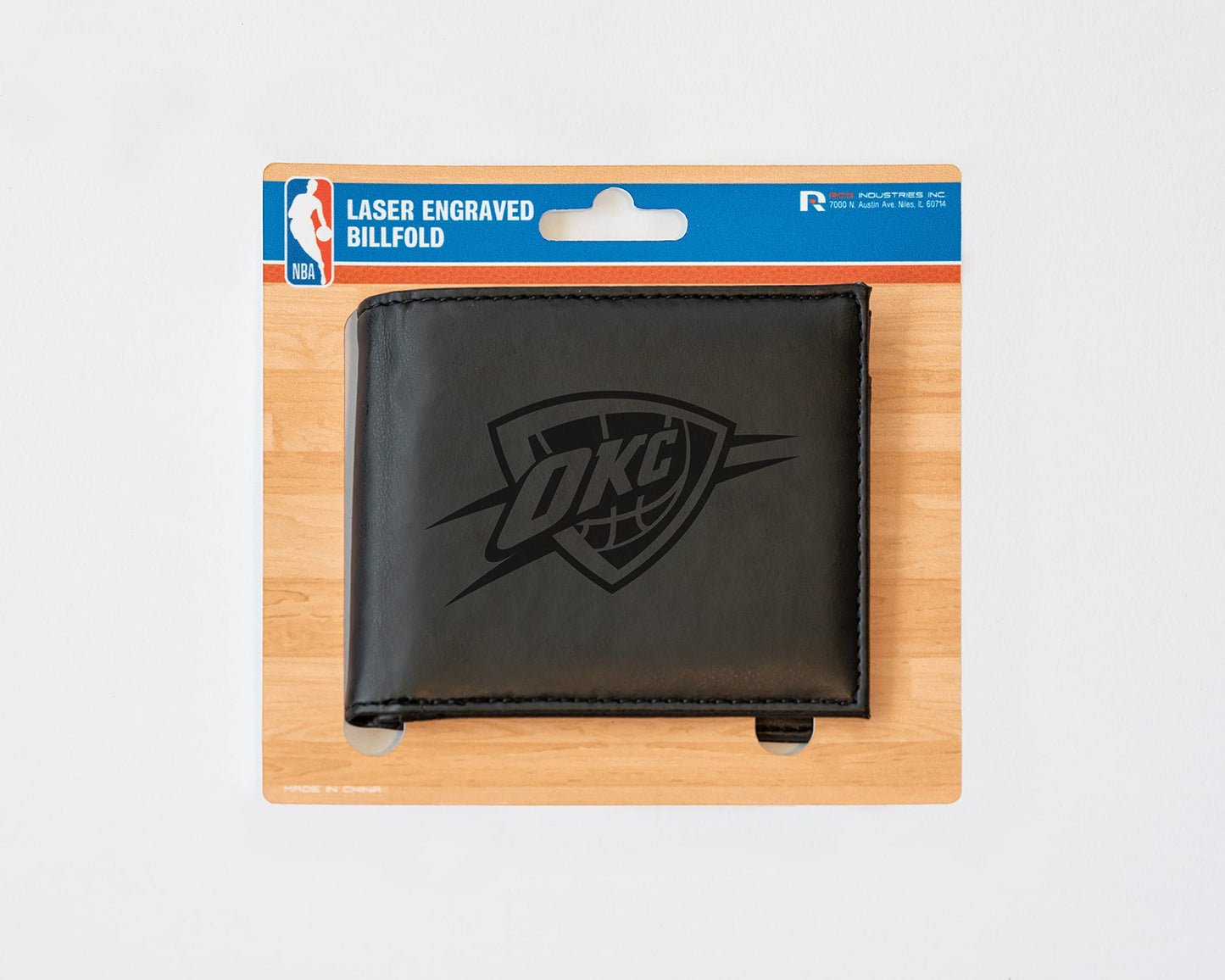 4" Black NBA Oklahoma City Thunder Engraved Billfold Wallet