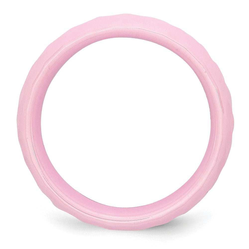 Ceramic Pink Faceted 7.5mm Polished Band Size - 5