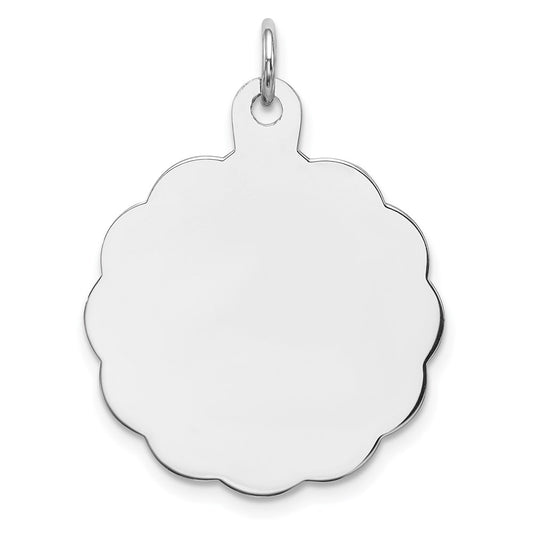 Sterling Silver Rh-plt Engraveable Polished Front/Satin Back Disc Charm
