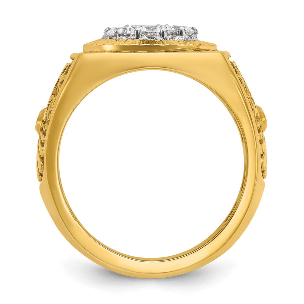 IBGoodman 14k Two-tone Men's Polished Textured and Diamond-cut Stars and Stripes Round Cluster Ring Mounting
