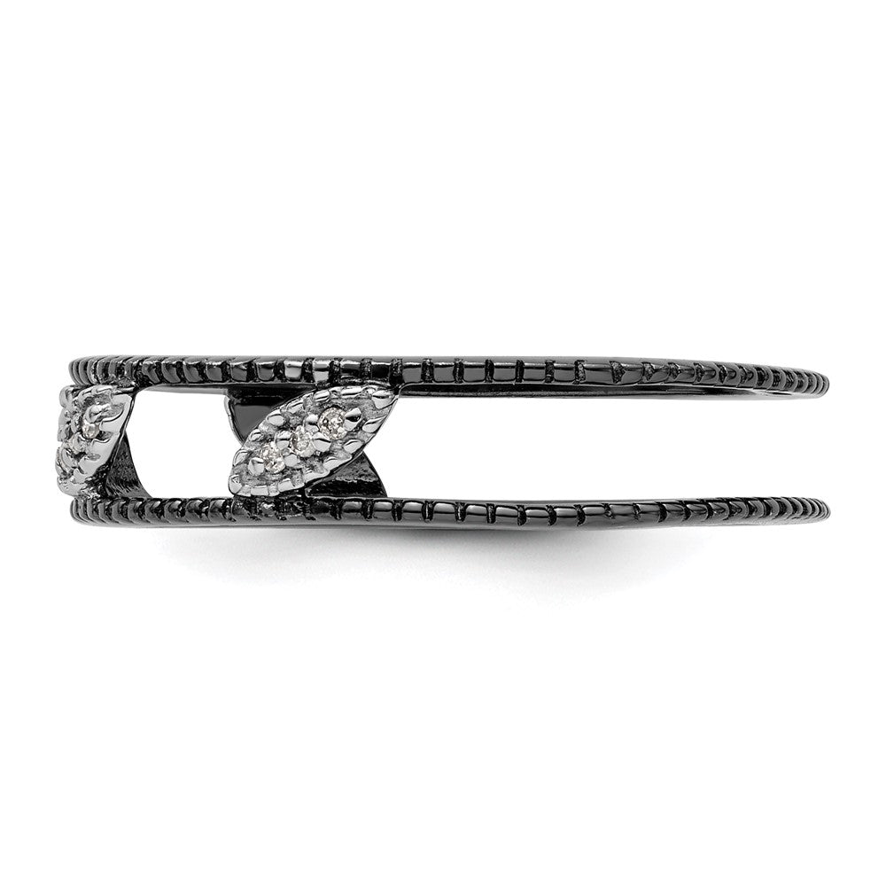 Sterling Silver Stackable Expressions Ruthenium-plated Diamond Jacket Ring Size -10