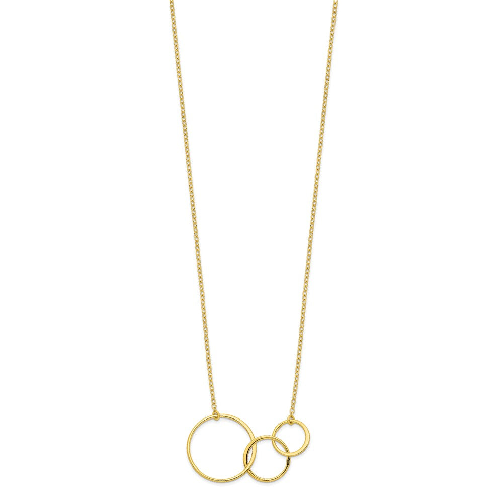 Sterling Silver Gold-tone 3 Intertwined Circles w/2 in ext. Necklace 16 Inches