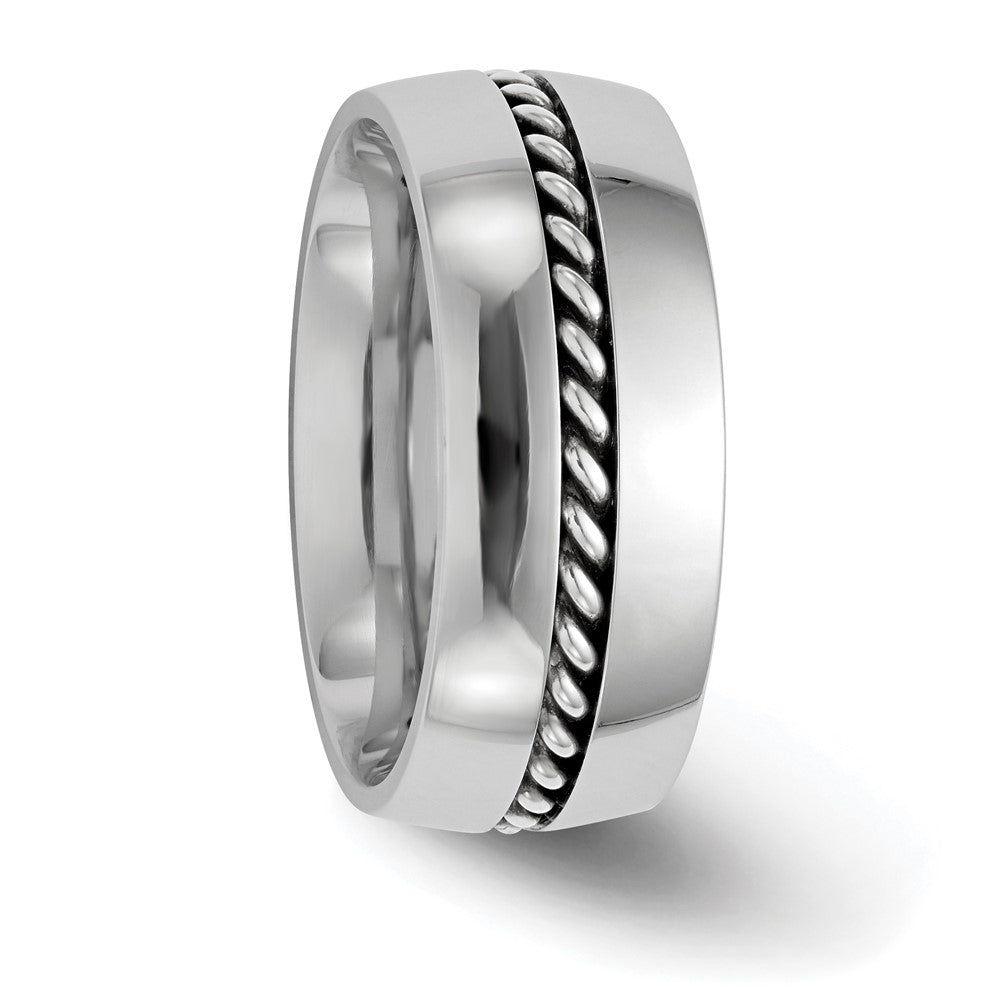 Edward Mirell Polished Cobalt with Sterling Silver Rope Inlay 9mm Band Size 11.5
