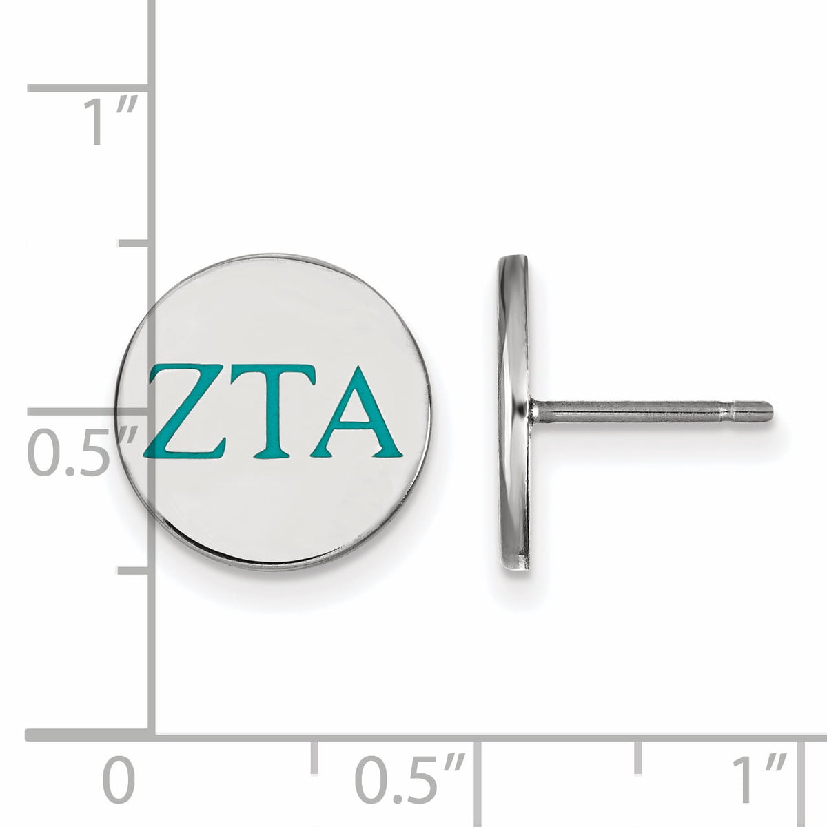 Sterling Silver Official Licensed Greek Sororities Zeta Tau Alpha (ZTA) Enameled Post Earrings
