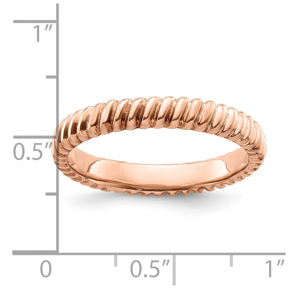 Sterling Silver Stackable Expressions Pink-plated Ring Size -9