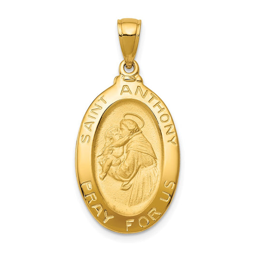 14k Saint Anthony Oval Medal Hollow Pendant