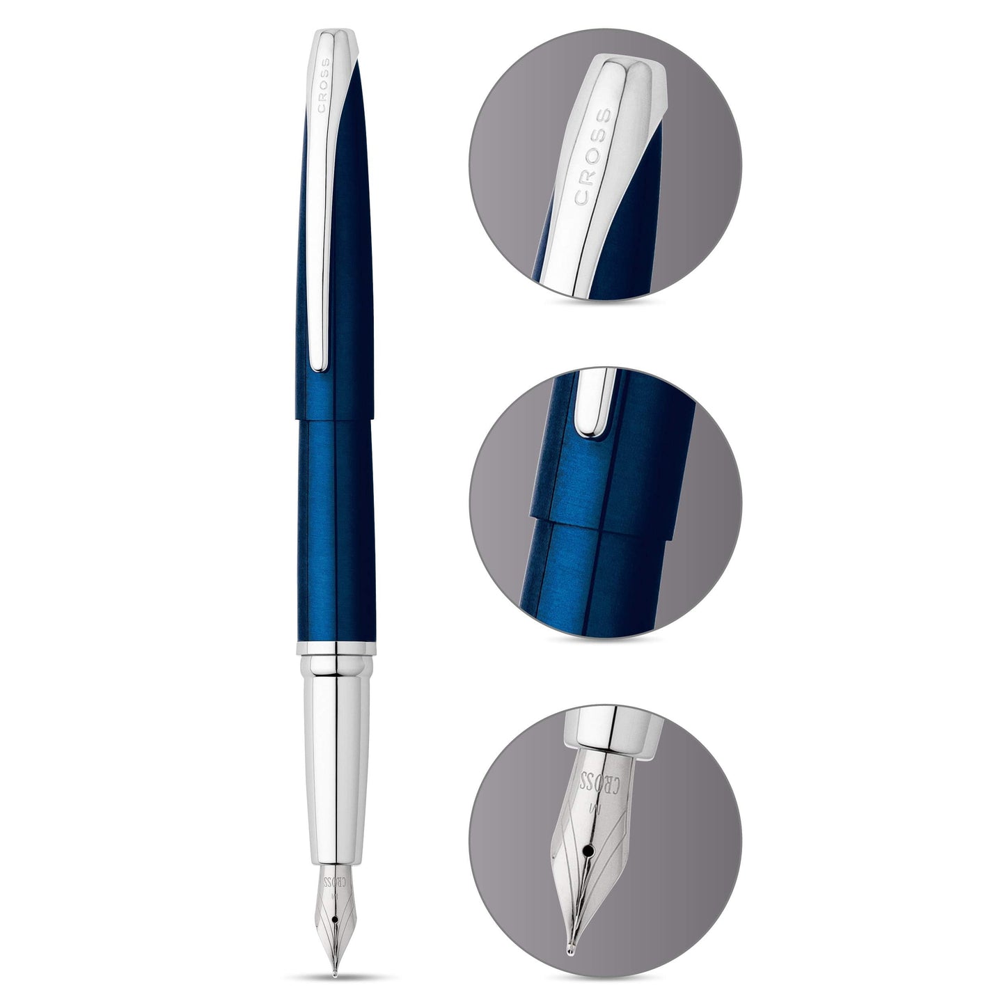 Cross ATX Refillable Fountain Pen, Fine Nib, Includes Premium Gift Box - Translucent Blue