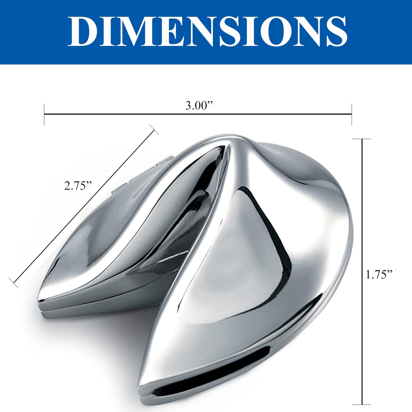 Silver-tone Hinged Fortune Cookie Shaped Box GM2162