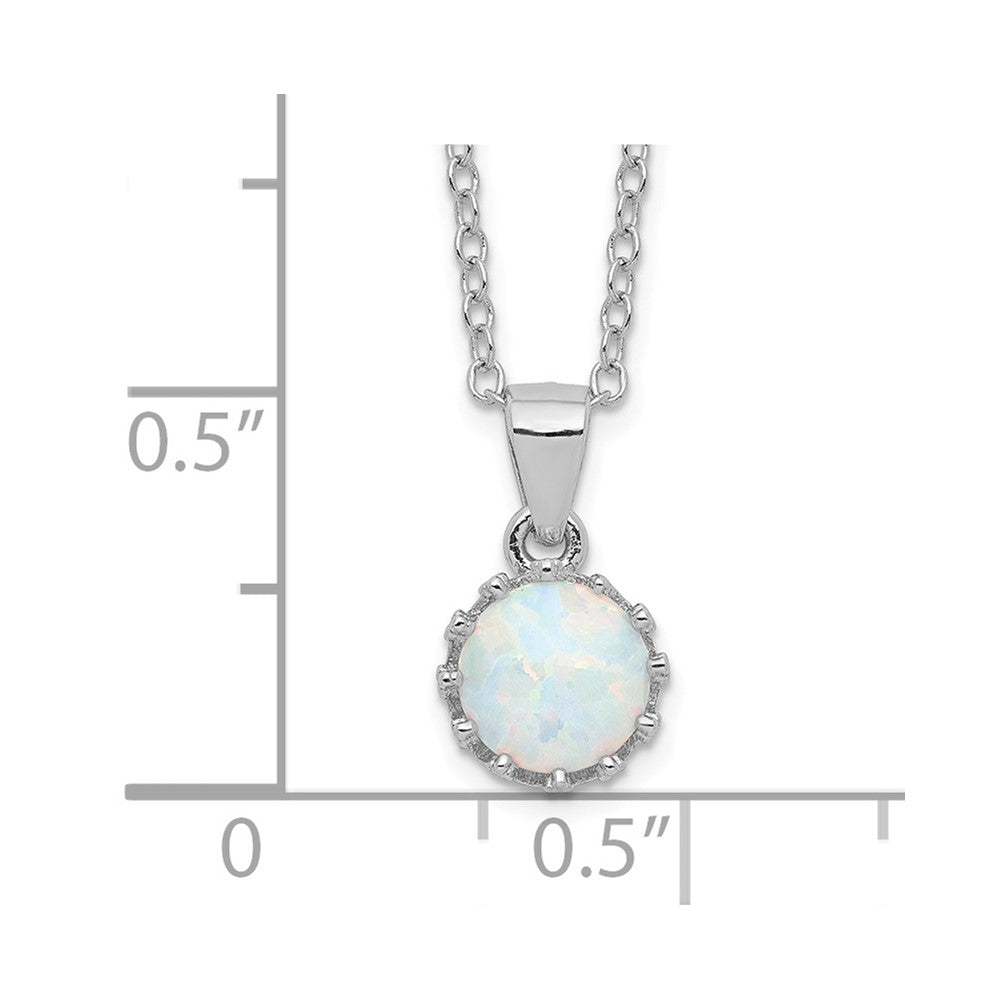 Sterling Silver Rhodium-plated Polished Created Opal Necklace 18 Inches