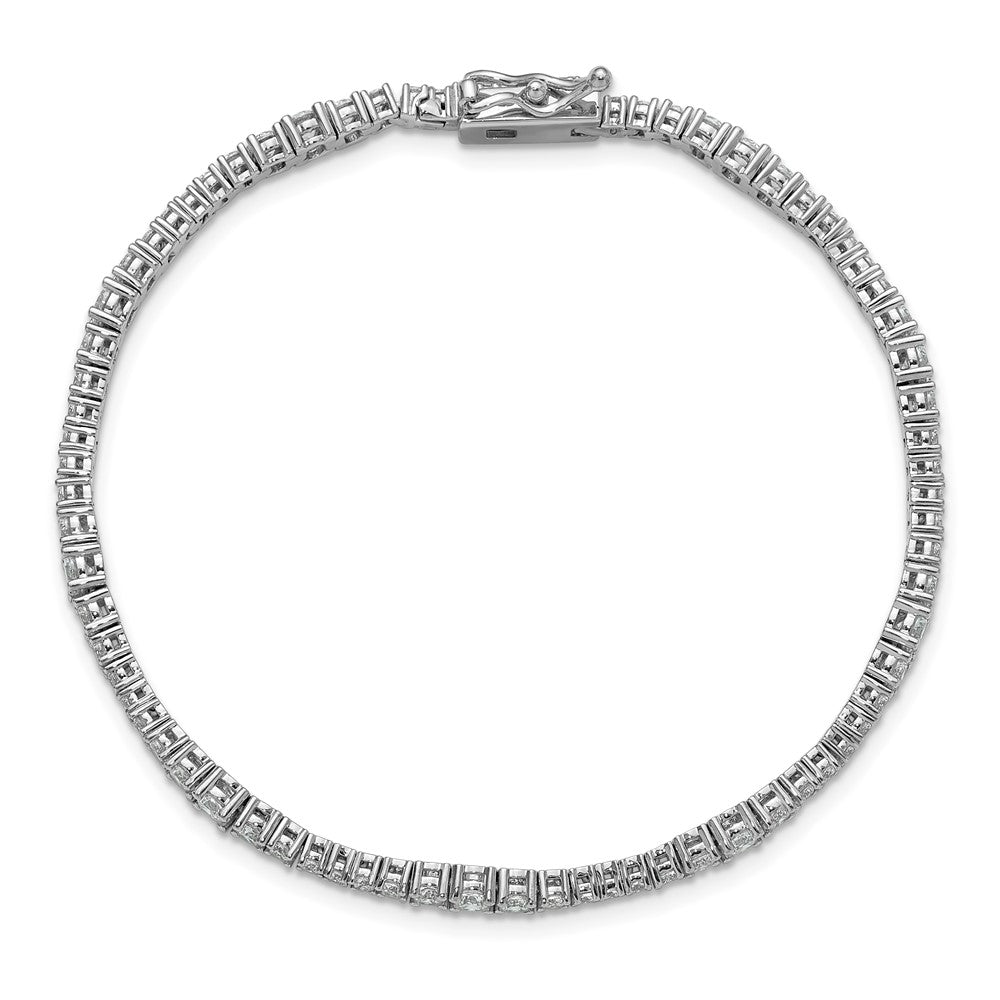 Sterling Shimmer Sterling Silver Rhodium-plated CZ 79 Stone 7 inch Bracelet 7 inches