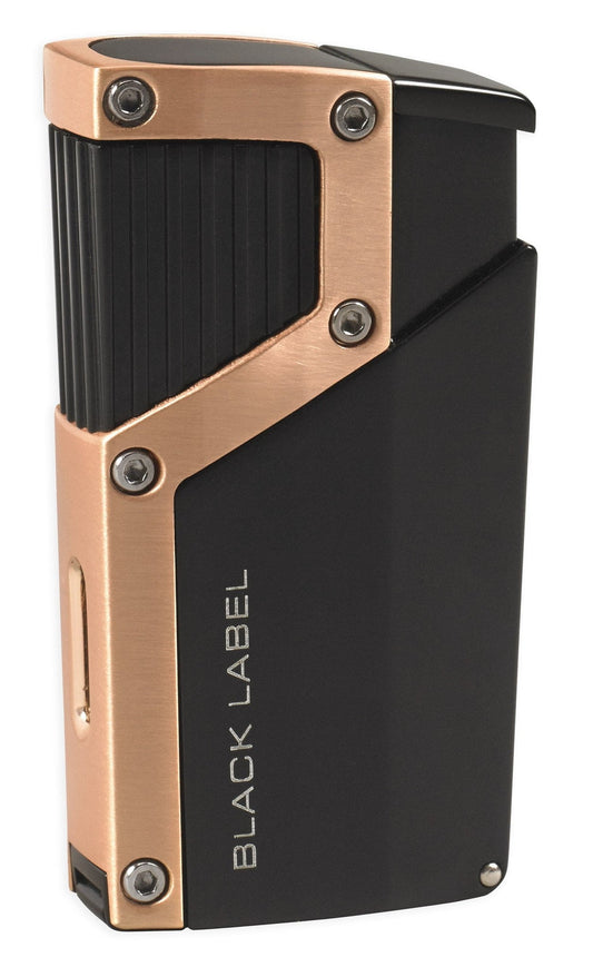Black Label Czar Quad Torch Cigar Lighter - Black Matte & Copper