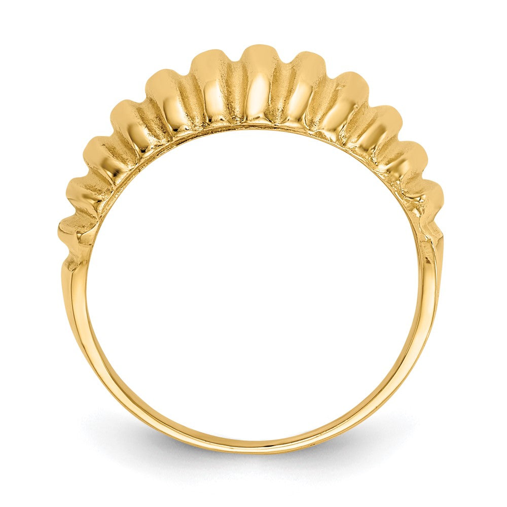 14k High Polished Ribbed Dome Ring Size 5.5