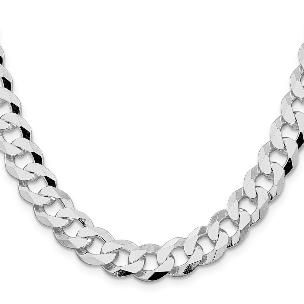 Sterling Silver Rhodium-plated 10.6mm Beveled Curb Chain 22 Inches