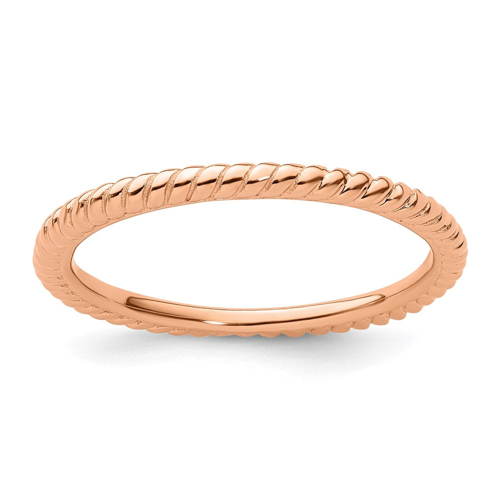 Sterling Silver Stackable Expressions Pink-plated Twisted Ring Size -10