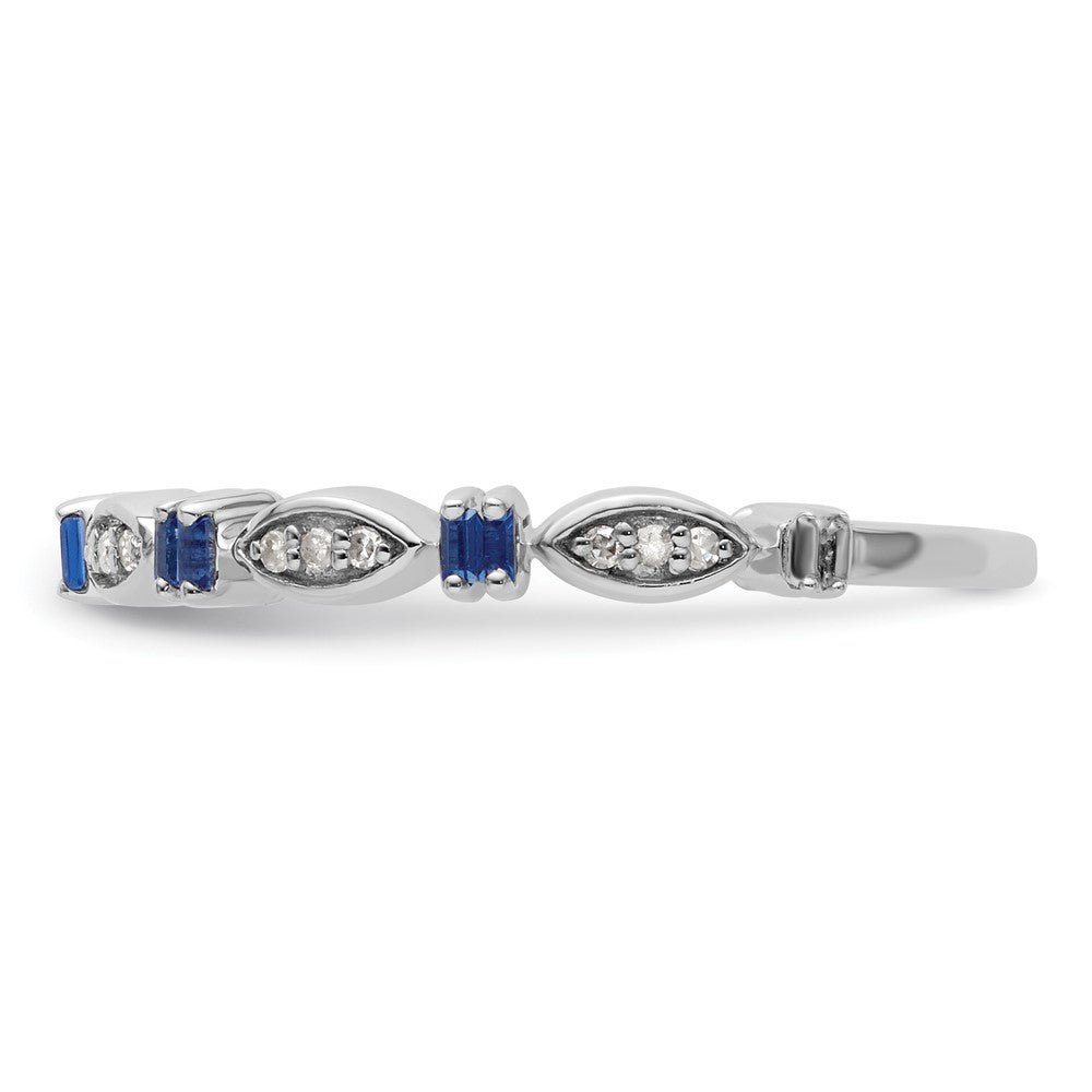 Sterling Silver Stackable Expressions Created Sapphire Diamond Ring Size -8