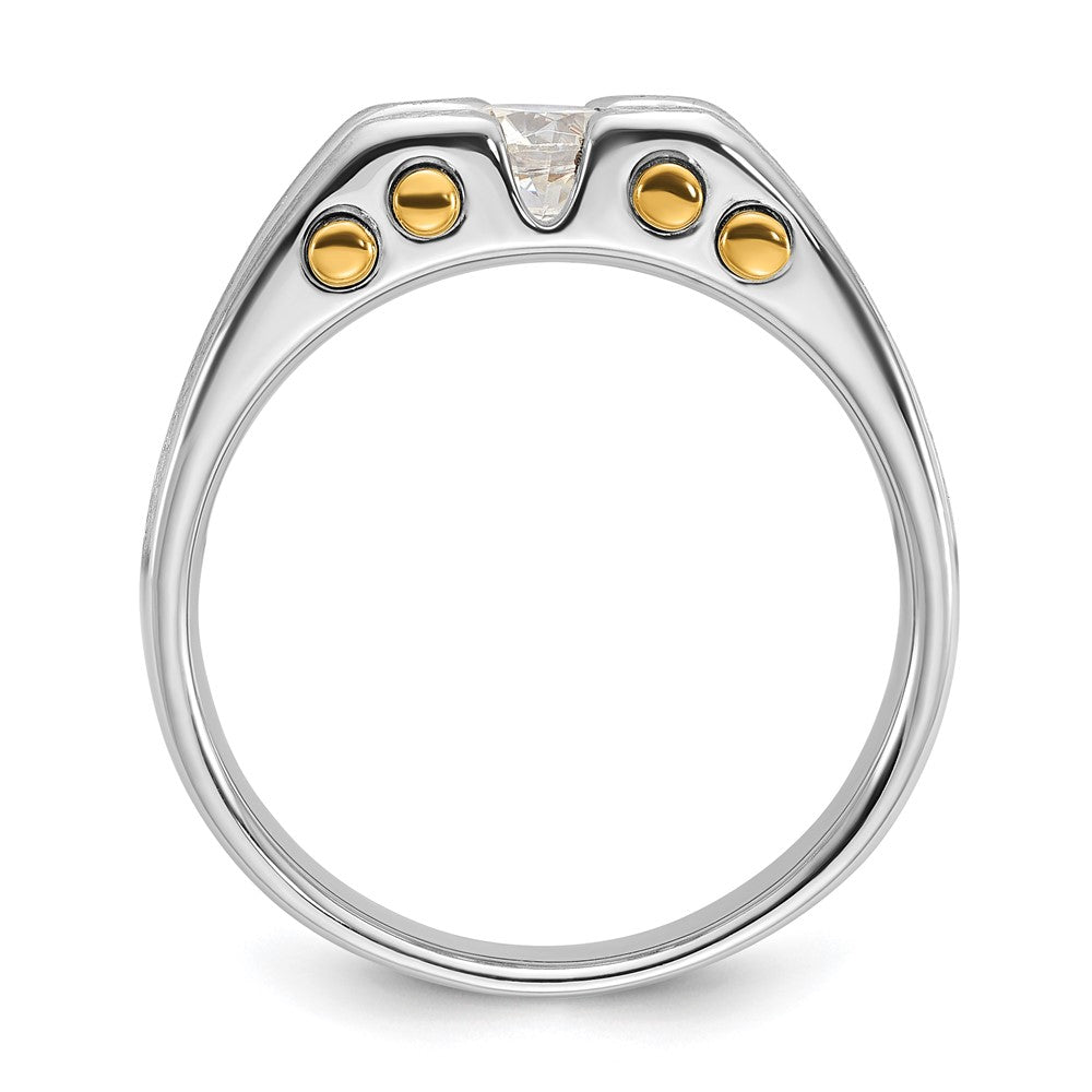 IBGoodman 14k Two-Tone 3/8 carat Lab Grown Diamond VS/SI+ G+ Polished and Satin Cut-Out Solitaire Complete Men's Ring
