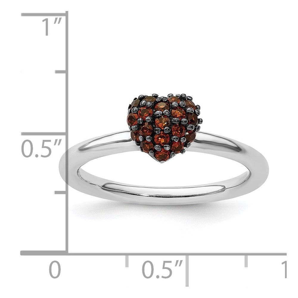 Sterling Silver Garnet Stackable Expressions Heart Ring