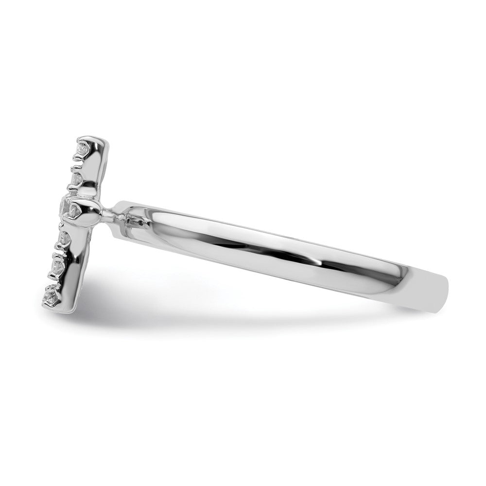 Sterling Silver Stackable Expressions Cross Diamond Ring Size -5