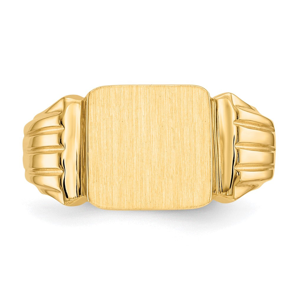 14k 10.5x10.5mm Open Back Mens Signet Ring Size 9