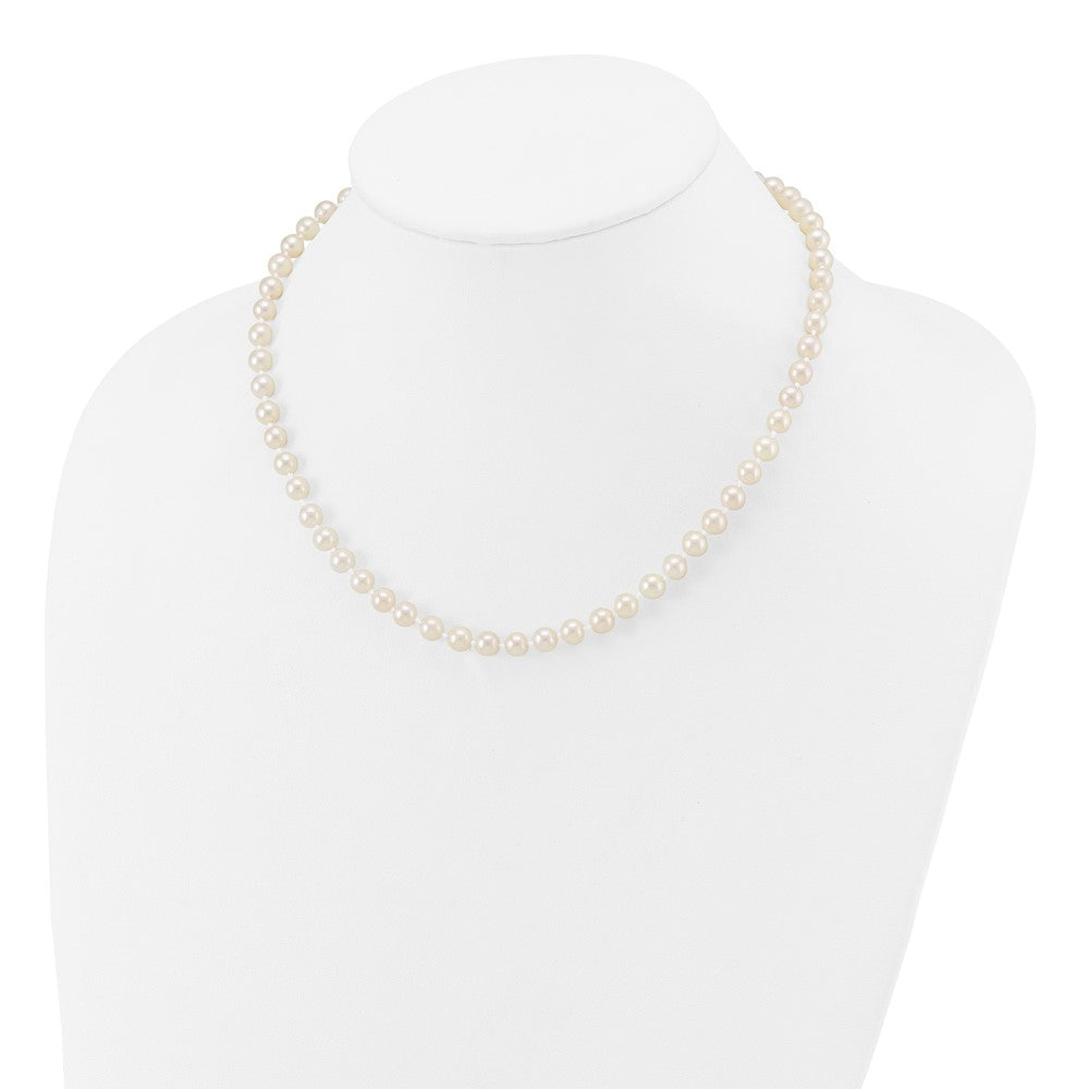 14k 5-6mm White Round Akoya Saltwater Cultured Pearl 16 inch Necklace