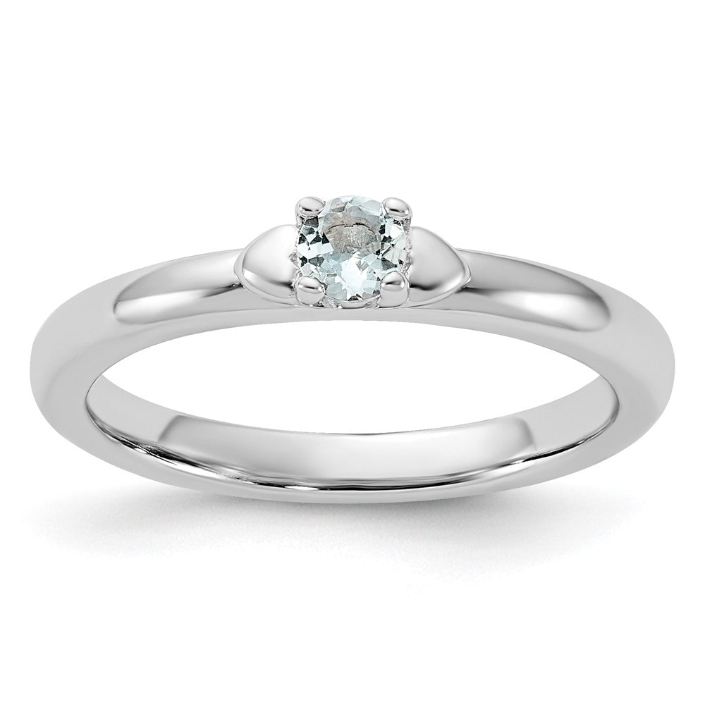 Sterling Silver Stackable Expressions Aquamarine Ring